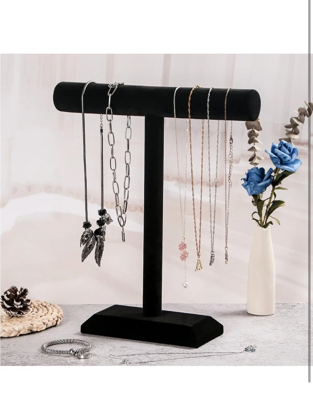 Black Velvet Jewelry Display Set - 6 Necklace & Bracelet Stands